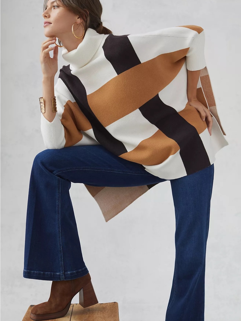 Anthropologie Mod Turtleneck Poncho